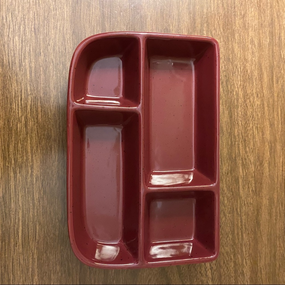 Vintage Stoneware TV Dinner Tray Daxin Compartmental Oven Safe Bakeware